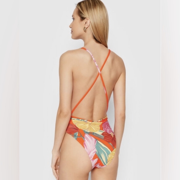 Maki gorgeous Floral Halter One-Piece reversible Swimsuit - Picture 2 of 9